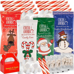 Hot Chocolate Gift Basket – Premium Cocoa with Peppermint Stirrers, Mini Marshmallows, Candy Cane, Caramel, S’mores & Santa Flavors – Holiday, Fall, Birthday, Thank You Gift (Original Pack)