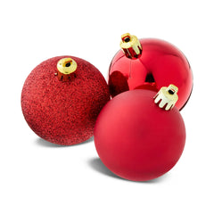 24-Count Red Shatterproof Multi-Textured Christmas Ornaments, 2.36 in, by Holiday Time
