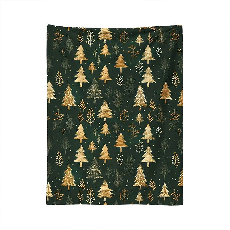 Christmas Printed Fleece Blanket Soft Warm Throw, Reversible Sofa Blanket for Indoor Outdoor Use, Holiday Themed Bedding for Winter Season(Green,29"×39")